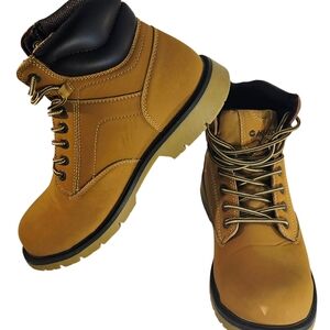 Hi-Tec X-T steel-toe work boots. They are designed for durability and safety